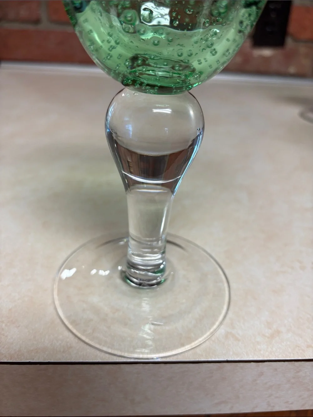 Artland's Pattern Known As Iris Light Green Pale Green Bowl Clear Stem